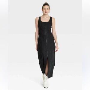3/$18🌼 NWOT Universal Thread Denim Tailored Corset Midi Dress in black SIZE 2